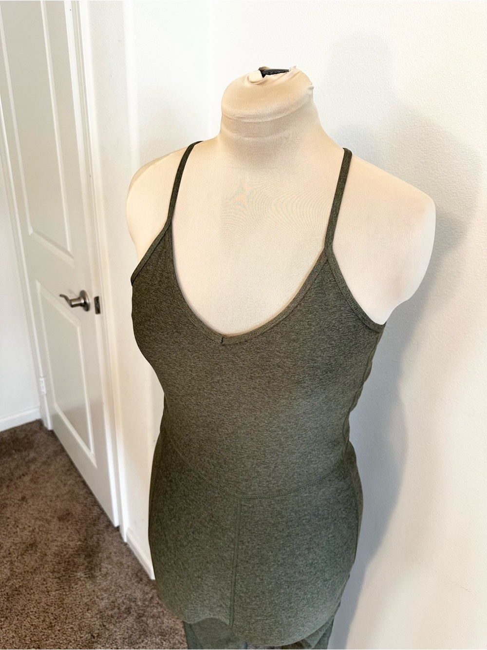 Old Navy Active Olive Green Yoga Jumpsuit Built-In Bra Athleisure - Picture 3 of 10